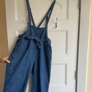 Cute Bow Tie Denim Overalls